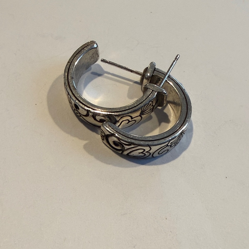 Brighton Silver Floral Hoop Earrings